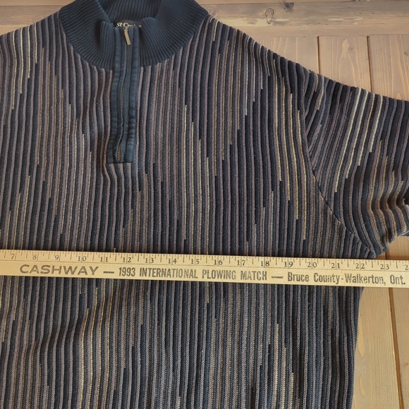 Vintage St. Croix Men’s Brown Black Ribbed 1/4 Zip Sweater - Picture 7 of 10